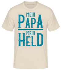 Mein Papa Mein Held Türkis - Männer Basic T-Shirt - Creme - Vorne