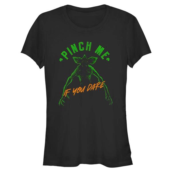 Aperçu: Netflix - Stranger Things - Demogorgon Pinch Me If You Dare - St. Patrick's Day - Femme T-shirt - Noir - Devant