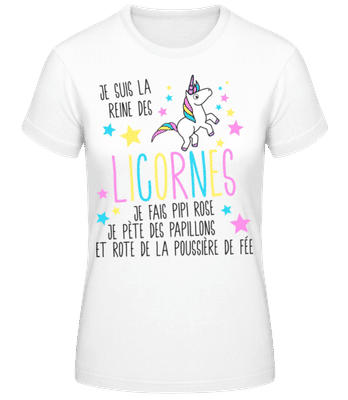 Je Suis La Reine Des Licornes - T-shirt standard Femme - Blanc - Devant
