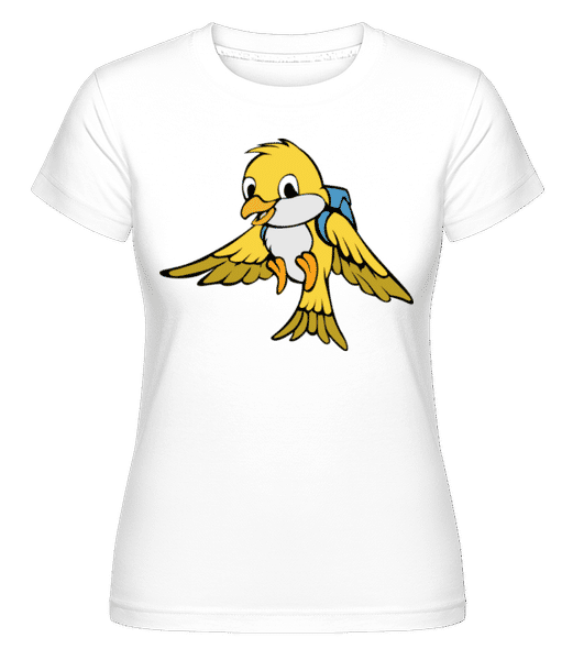Aperçu: Oiseau Doux Avec Sac Á Dos -  T-shirt Shirtinator femme - Blanc - Devant