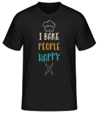 I Bake People Happy - Männer Basic T-Shirt - Schwarz - Vorne