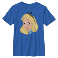 Disney - Alicia en el País de las Maravillas - Alice Big Face - Niños Camiseta - Azul real - delante