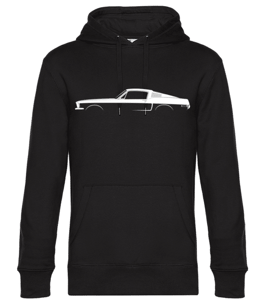 Aperçu: 'Ford Mustang Bullitt (1968)' Silhouette - Sweat à capuche premium Unisexe - Noir - Devant