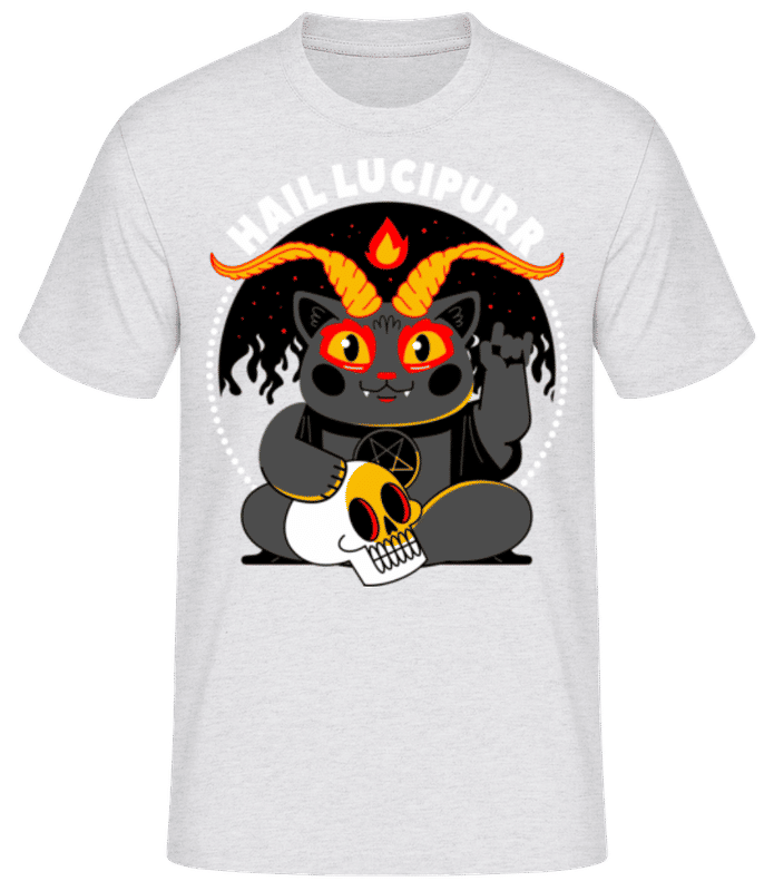 Vorschau: Hail Lucipurr - Männer Basic T-Shirt - Grau meliert - Vorne