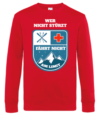 Skifahren Wer Nicht Stürzt Limit - Männer Standard Pullover - Rot - Vorne