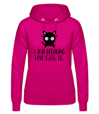 I Just Freaking Love Cats - Frauen Hoodie - Fuchsia - Vorne