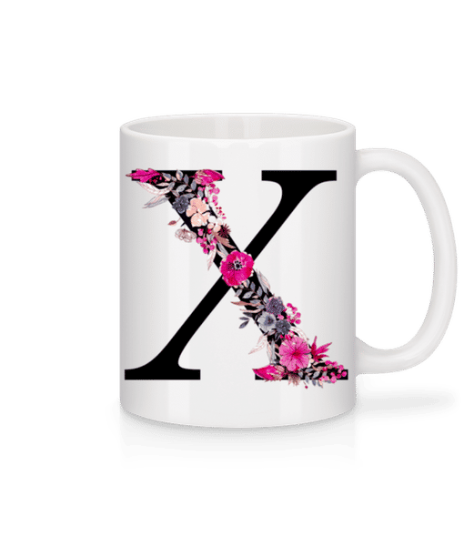 Aperçu: Fleurs Initiale X - Mug en céramique blanc - Blanc - Devant