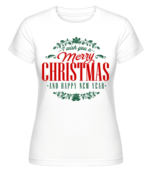 Aperçu: Merry Christmas Label -  T-shirt Shirtinator femme - Blanc - Devant