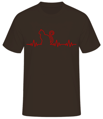 Heartbeat Cat - Men's Basic T-Shirt - Brown - Front