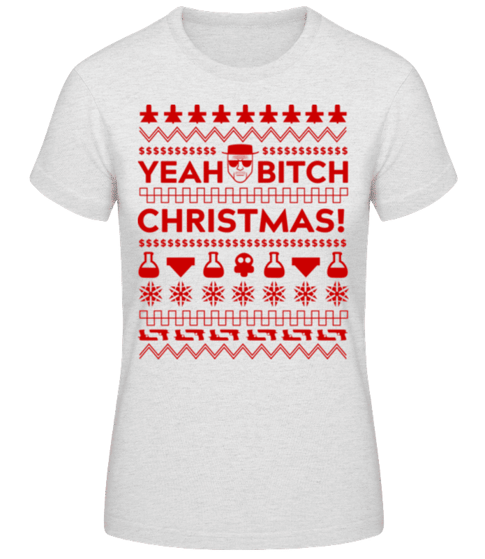 Vista previa: Yeah Bitch Christmas - Camiseta básica de mujer - Gris moteado - delante