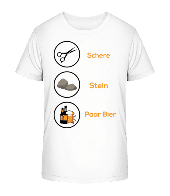 Vorschau: Schere Stein Paar Bier - Kinder Bio T-Shirt Stanley Stella 2.0 - Weiß - Vorne