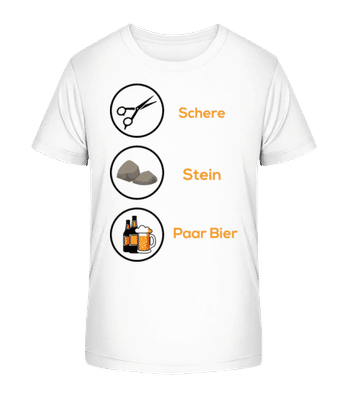 Schere Stein Paar Bier - Kinder Bio T-Shirt Stanley Stella 2.0 - Weiß - Vorne