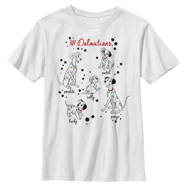 Aperçu: Disney Classics - Les 101 Dalmatiens - Skupina Puppy Names - Enfant T-shirt - Blanc - Devant