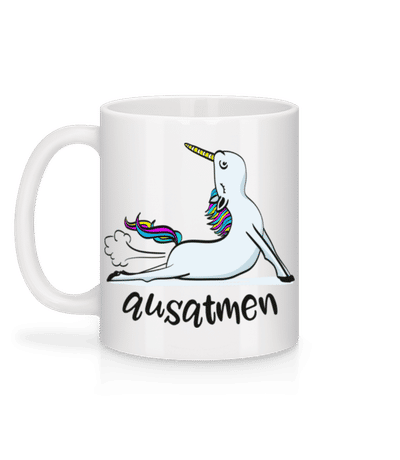 Yoga Einhorn Ausatmen - Tasse - Weiß - Hinten