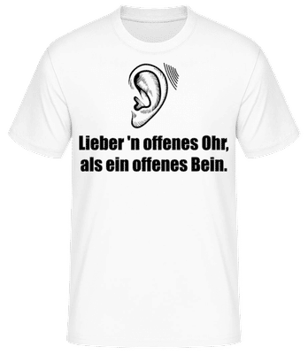 Offenes Ohr - Männer Basic T-Shirt - Weiß - Vorne