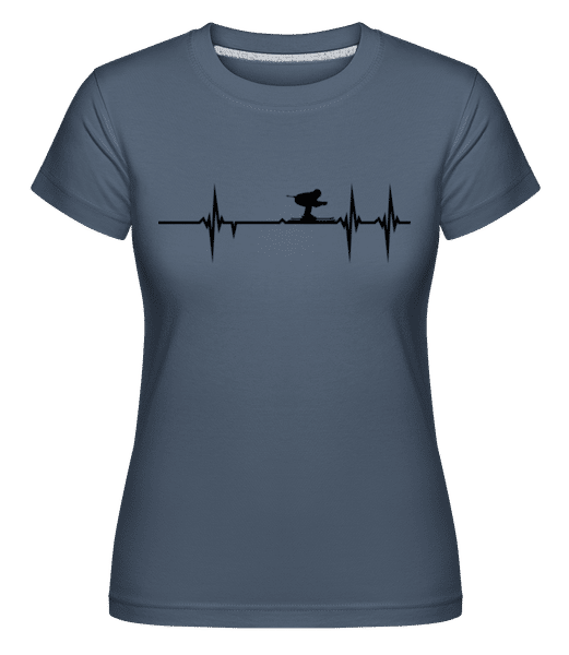 Aperçu: Battement de coeur de ski -  T-shirt Shirtinator femme - Bleu denim - Devant