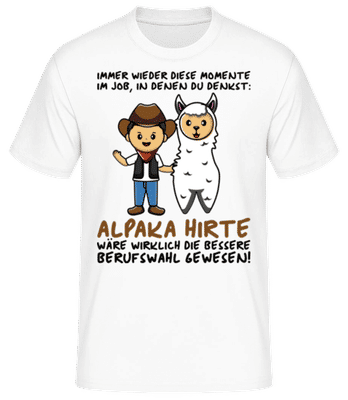 Alpaka Hirte - Männer Basic T-Shirt - Weiß - Vorne