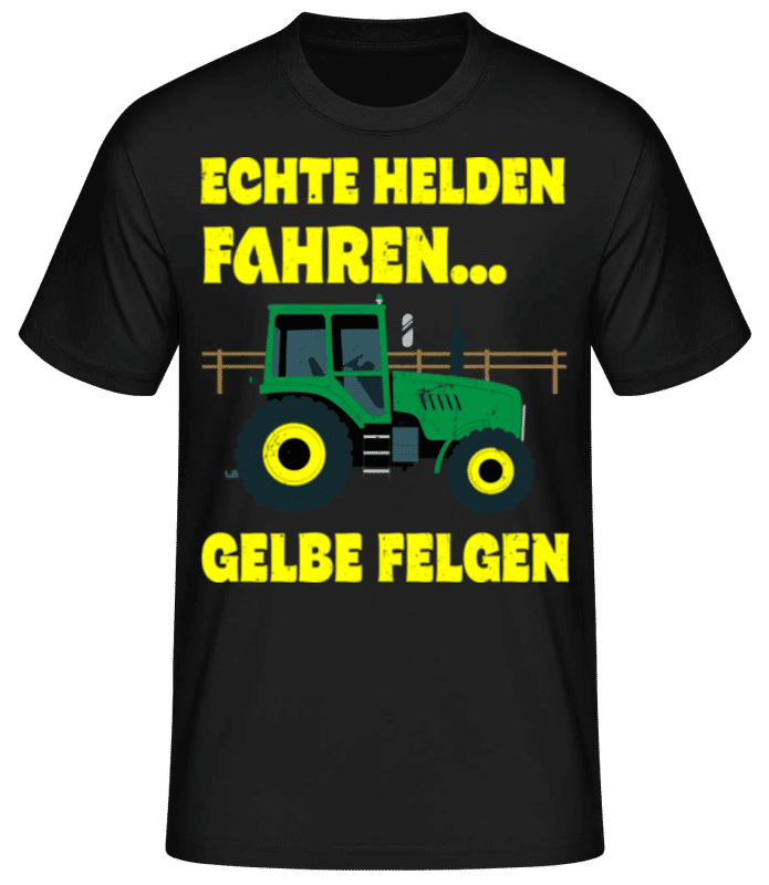 Vorschau: Helden Fahren Gelbe Felgen - Männer Basic T-Shirt - Schwarz - Vorne