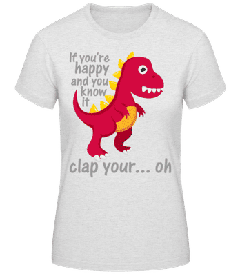 T-Rex Clap You Hands - T-shirt standard Femme - Gris chiné - Devant