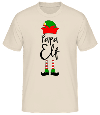 Papa Elf Figur - Männer Basic T-Shirt - Creme - Vorne