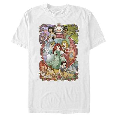 Disney Princezná - Skupina Princess Power - Pánske Tričko - Biela - Predné