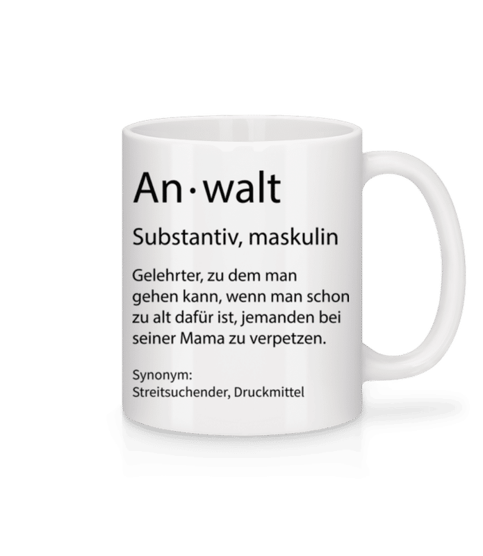 Vorschau: Anwalt Quatsch Duden - Tasse - Weiß - Vorne