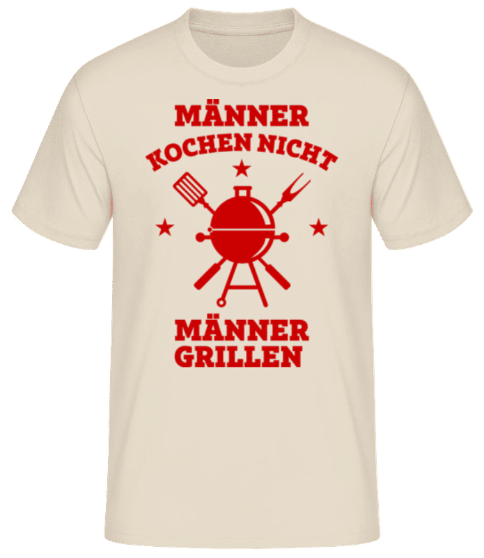 Vorschau: Männer Grillen - Männer Basic T-Shirt - Creme - Vorne