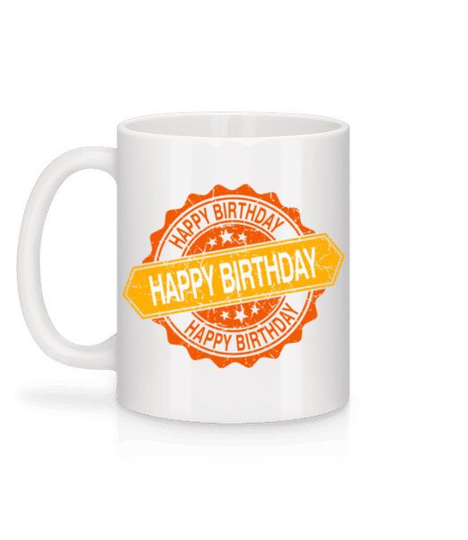 Aperçu: Happy Birthday Logo - Mug en céramique blanc - Blanc - Derrière