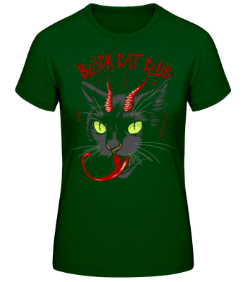 Black Cat Club - Dámske basic tričko - Bottle green - Predné