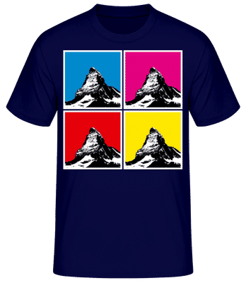 Pop Art Matterhorn - Männer Basic T-Shirt - Marine - Vorne