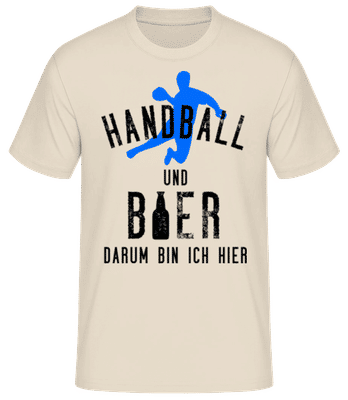 Handball Und Bier - Männer Basic T-Shirt - Creme - Vorne