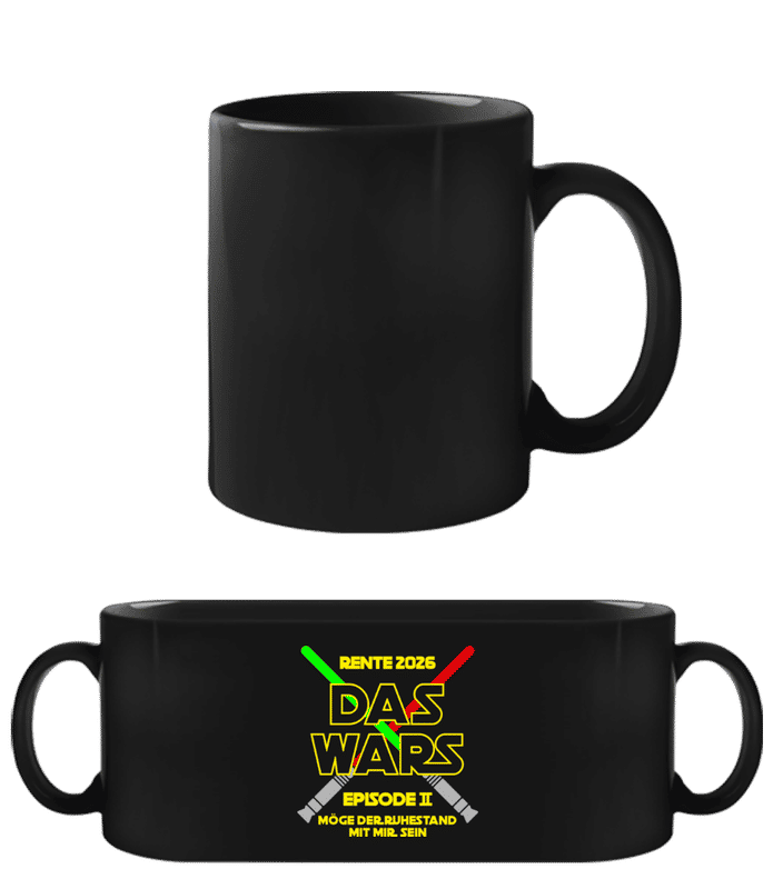 Vorschau: Das Wars Rente 2025 - Schwarze Tasse - Schwarz - Vorne