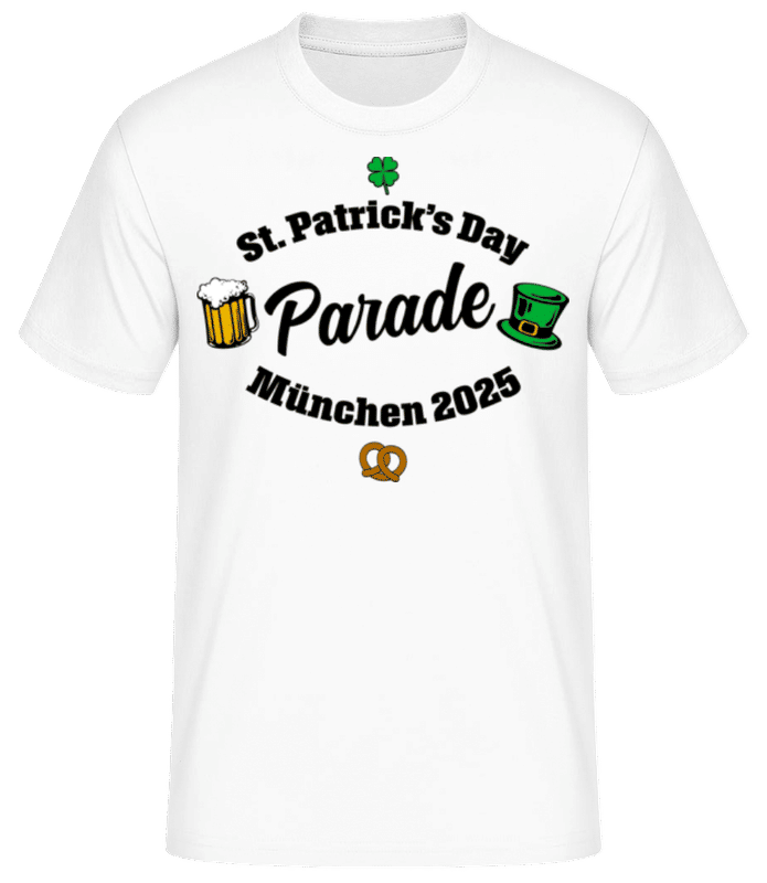 Vorschau: St. Patrick’s Day Parade München 2025 - Männer Basic T-Shirt - Weiß - Vorne