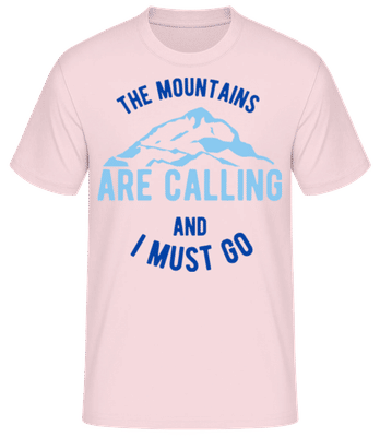 The Mountains Are Calling And I Must Go Blue - Men's Basic T-Shirt - Pink - Front