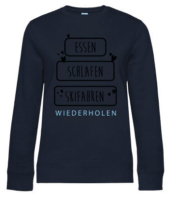 Essen Schlafen Skifahren - Frauen Pullover B&C - Marine - Vorne