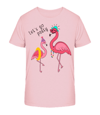 Party Flamingos - Kid's Organic T-Shirt Stanley Stella 2.0 - Pink - Front