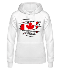 Vytržená vlajka Kanada - Dámská mikina s kapucí - Bílá - Napřed