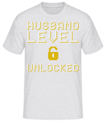 Husband Level Unlocked - T-shirt standard Homme - Gris chiné - Devant