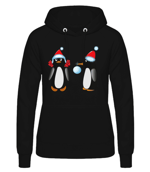 Vorschau: Pinguin An Weihnachten 3 - Frauen Hoodie - Schwarz - Vorne