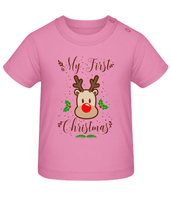 My First Christmas - Baby T-Shirt - Pink - Front