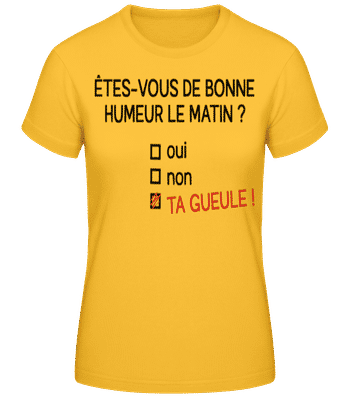 En Télétravail - T-shirt standard Femme - Jaune doré - Devant