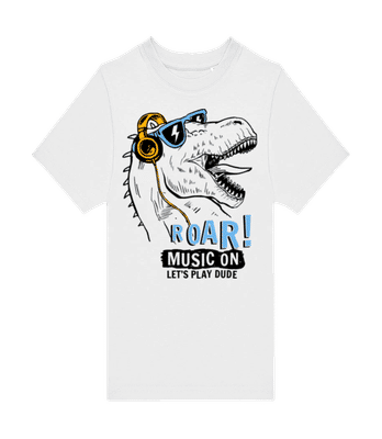 Music On Dino - Pánske tričko B&C - Biela - Predné