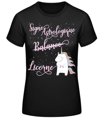 Signe Astrologique Licorne Balance - T-shirt standard Femme - Noir - Devant