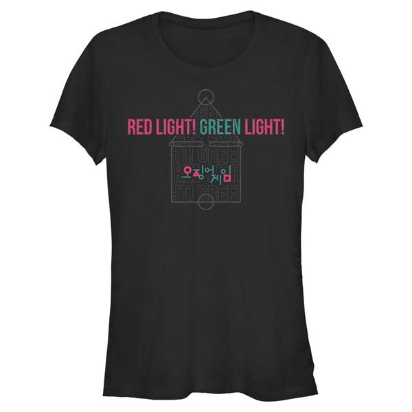 Aperçu: Netflix - Squid Game - Icons Red Lights Green - Femme T-shirt - Noir - Devant