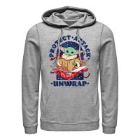 Star Wars - The Mandalorian - The Child Protect Attack Unwrap - Navidad - Unisex Sudadera con capucha - Gris moteado - delante