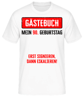 Gästebuch 90 Geburtstag - Männer Basic T-Shirt - Weiß - Vorne