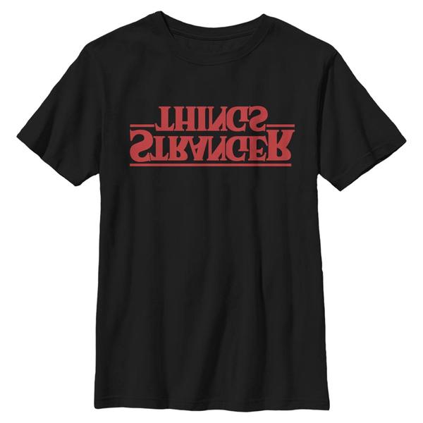 Preview: Netflix - Stranger Things - Logo Stranger Upside Down - Kids T-Shirt - Black - Front