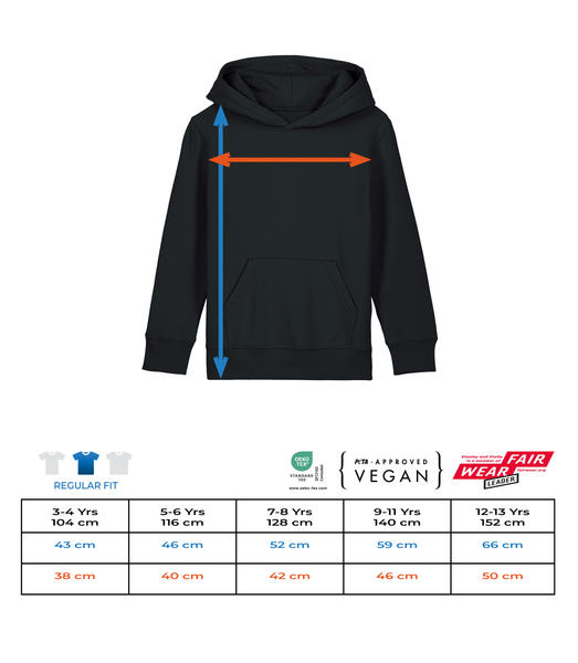 Aperçu: Sweat à Capuche Bio pour Enfant Stanley Stella 2.0 - Tableau des tailles
