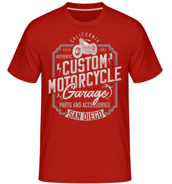 Aperçu: Custom Motorcycle Garage -  T-Shirt Shirtinator homme - Rouge - Devant