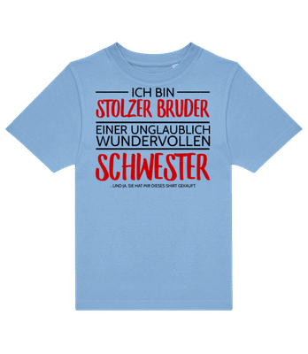 Stolzer Bruder Einer Schwester - Kinder T-Shirt B&C - Hellblau - Vorne